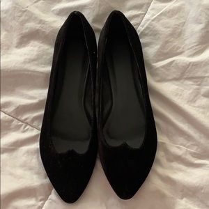 ASOS black velvet heart shaped flats size 9